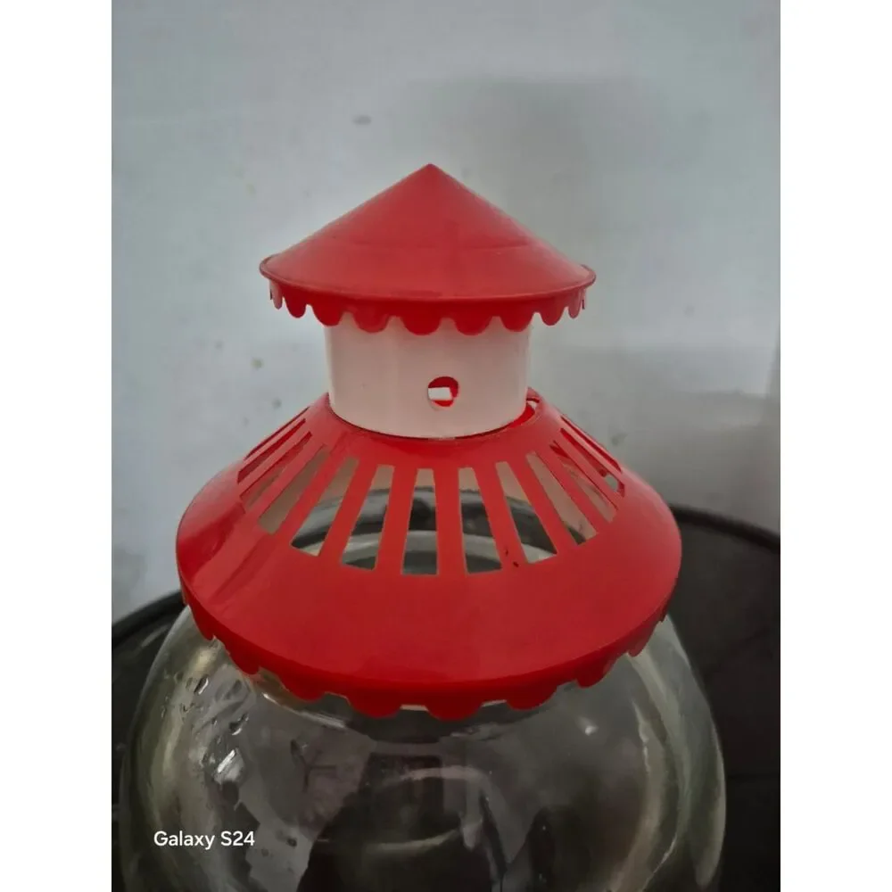 Elegant OvalShaped Glass Fish Bowl with Secure Red Cap Perfect for Home & Off